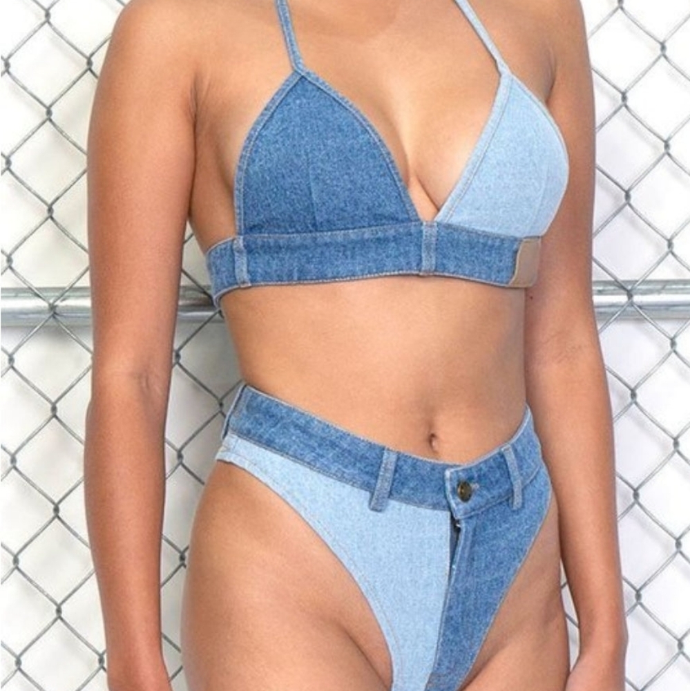 REHAB LAB Pool Side Denim Bikini Set - Picture 4 of 15
